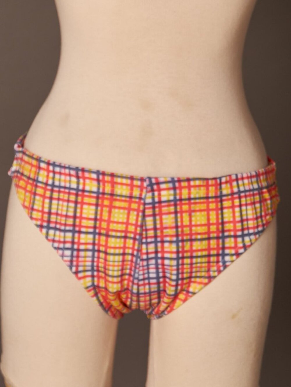 1980s Bright Plaid Men’s Brief Bikini Bottom Summer